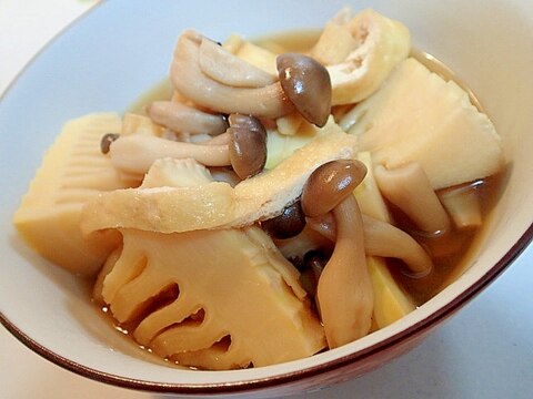 筍とぶなしめじと油揚げの煮物